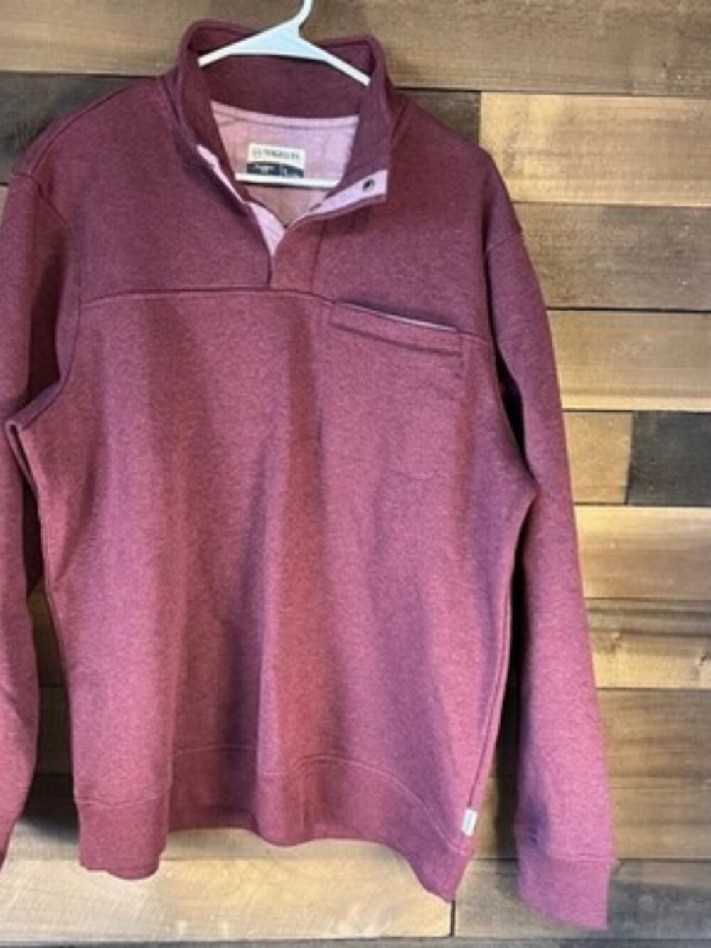 Magellan Outdoor Men's Classic Fit Burgundy Snap Neck Pullover Sweatshirt Size L